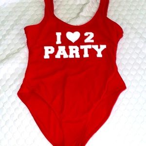 red I ❤️ 2 party swimsuit